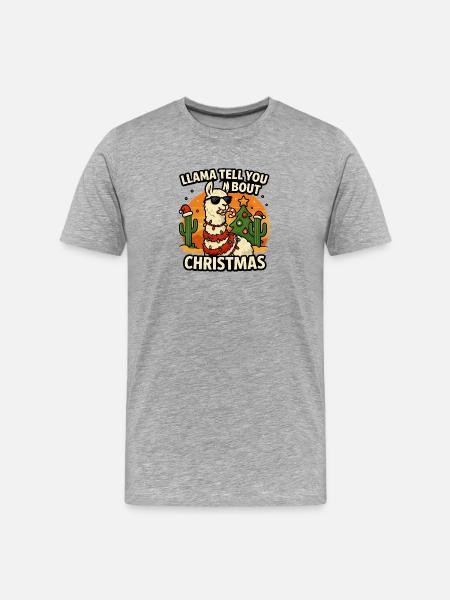Llama Christmas Sass - Men's Premium Organic T-Shirt - heather grey