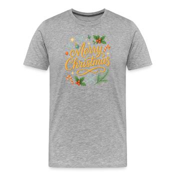 Lettrage de joyeux Noël - T-shirt bio Premium Homme - gris chiné - Devant - Damien (186cm)