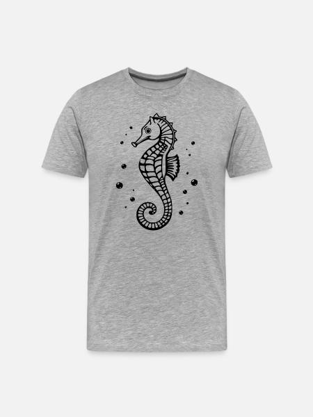 Seepferdchen Geschenk Weihnachten  - Männer Premium Bio T-Shirt - Grau meliert
