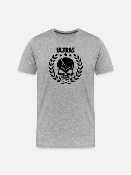 ultras_wappen_skull - Men's Premium Organic T-Shirt - heather grey