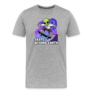 Außerirdischer Skater jenseits der Erde - Männer Premium Bio T-Shirt - Grau meliert - Vorne - Damien (186cm)