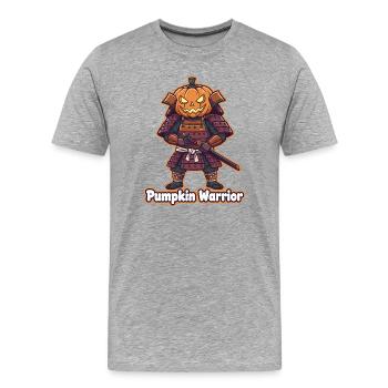 Pumpkin Warrior im Samurai Armor - Männer Premium Bio T-Shirt - Grau meliert - Vorne - Damien (186cm)