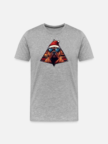 Bulldog Santa Dog Comic - Men's Premium Organic T-Shirt - heather grey