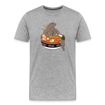 Tee épique de design de dinosaure de roche Ramen Monster Bowl - T-shirt bio Premium Homme - gris chiné - Devant - Damien (186cm)