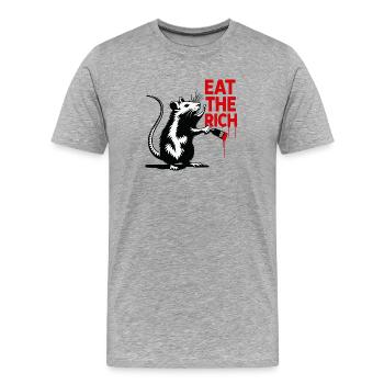 Rat with a red message - Men's Premium Organic T-Shirt - heather grey - Front - Damien (186cm)