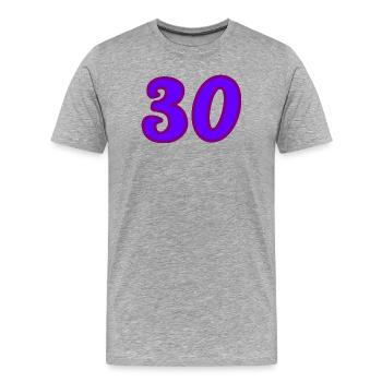30. 30 YEARS. 30th ANNIVERSARY. 30 YEARS ANNIVERSARY. - Men's Premium Organic T-Shirt - heather grey - Front - Damien (186cm)