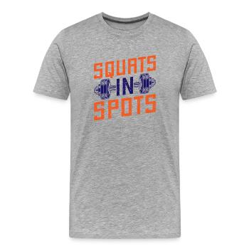 Fitness Fanatics Squats In Spots Calisthenics Gym - Männer Premium Bio T-Shirt - Grau meliert - Vorne - Damien (186cm)
