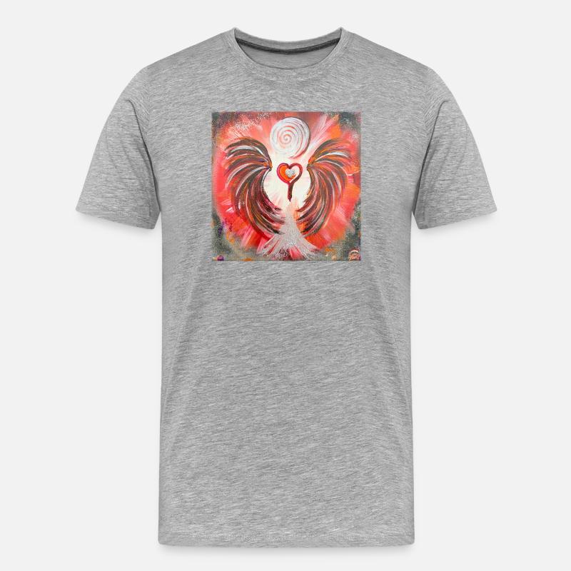 Herzengel Tiefes Erwachen - Männer Premium Bio T-Shirt - Grau meliert