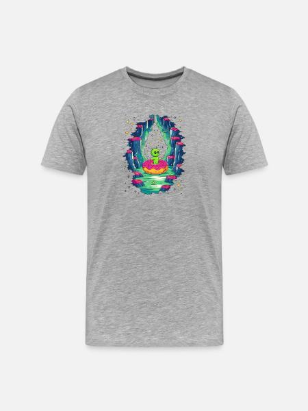 Alien Donut Höhle - Männer Premium Bio T-Shirt - Grau meliert