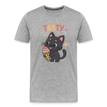 Kawaii TASTY Iced Gourmet Cat - Men's Premium Organic T-Shirt - heather grey - Front - Damien (186cm)