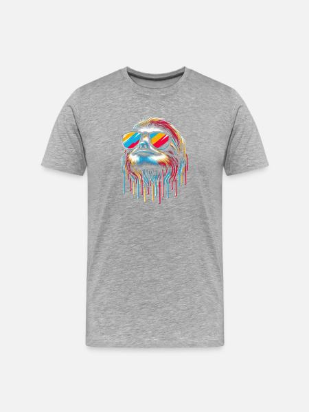 Sloth Sloth Art Lazy Sloth Fan - Men's Premium Organic T-Shirt - heather grey