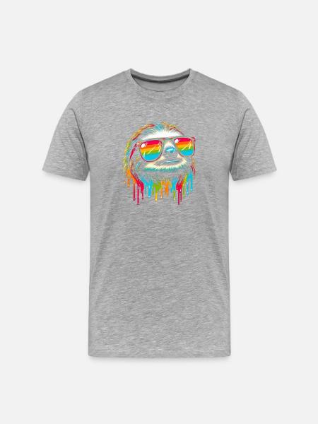 Faultier Faultierkunst Fauler Faultierfan - Männer Premium Bio T-Shirt - Grau meliert