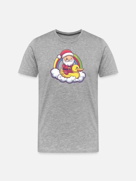 Noël canard Père Noël - T-shirt bio Premium Homme - gris chiné