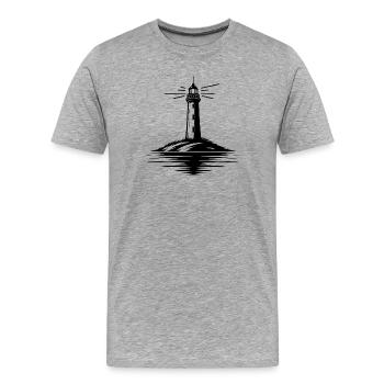 Licht an, Sturm aus - Leuchtturm Geschichten - Männer Premium Bio T-Shirt - Grau meliert - Vorne - Damien (186cm)