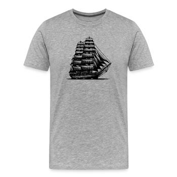 Un navire à voile vintage rêve de pure nostalgie - T-shirt bio Premium Homme - gris chiné - Devant - Damien (186cm)