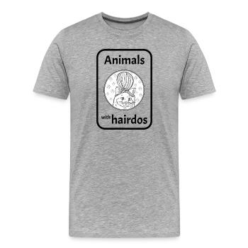 Katze mit Frisur - Männer Premium Bio T-Shirt - Grau meliert - Vorne - Damien (186cm)