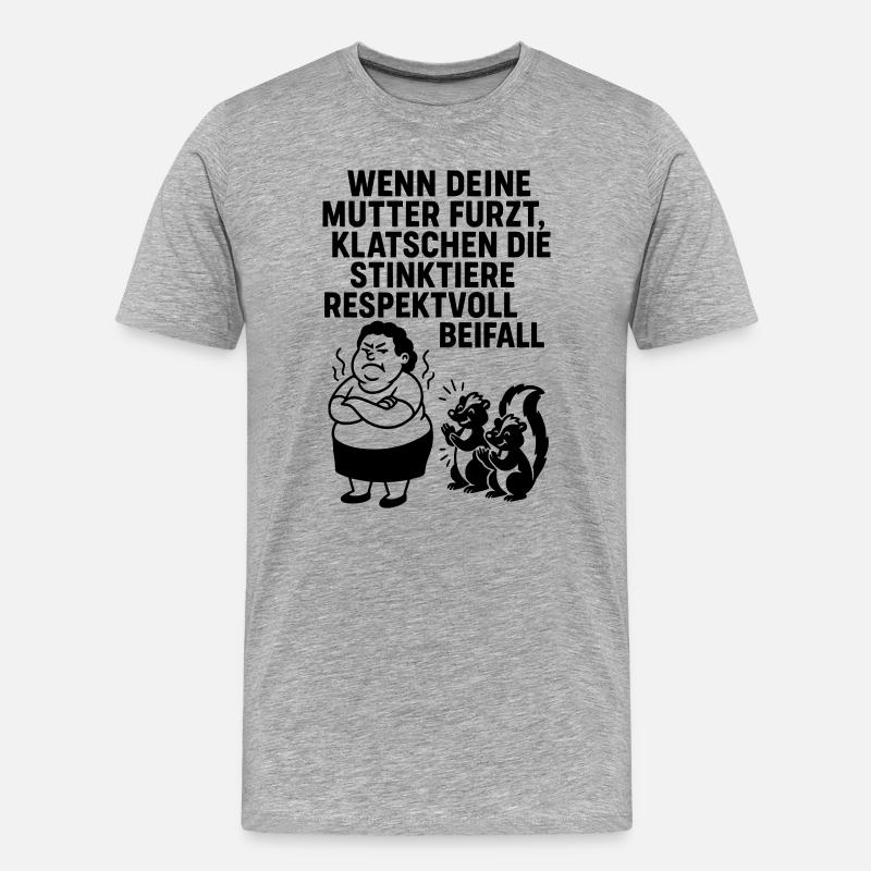 deine mutter witz furz stinktier - Männer Premium Bio T-Shirt - Grau meliert