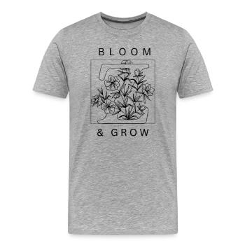 Bloom & Grow - Männer Premium Bio T-Shirt - Grau meliert - Vorne - Damien (186cm)