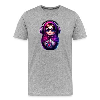  Russian Matroschka Musik Russland Russische - Männer Premium Bio T-Shirt - Grau meliert - Vorne - Damien (186cm)