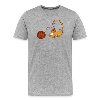 Un fil orange joueur qui poursuit un chat - T-shirt bio Premium Homme - gris chiné - Devant - Damien (186cm)