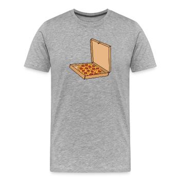 Pizza pepperoni en boîte - T-shirt bio Premium Homme - gris chiné - Devant - Damien (186cm)