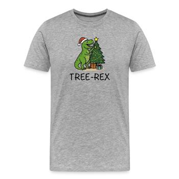 Tree-Rex – Style Noël moche - T-shirt bio Premium Homme - gris chiné - Devant - Damien (186cm)