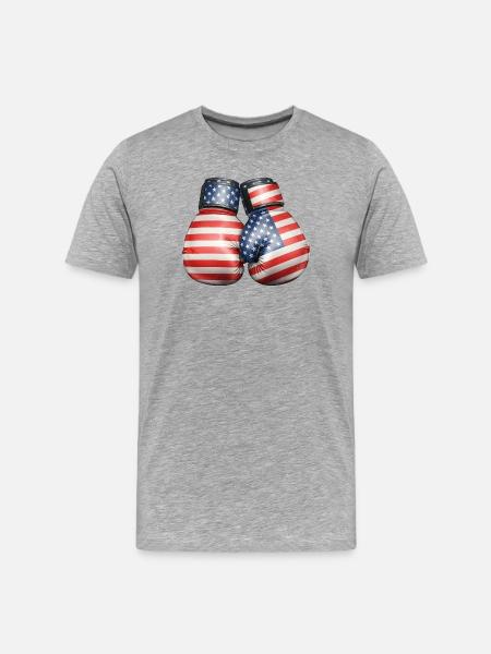 USA Flags Boxing Gloves - Men's Premium Organic T-Shirt - heather grey