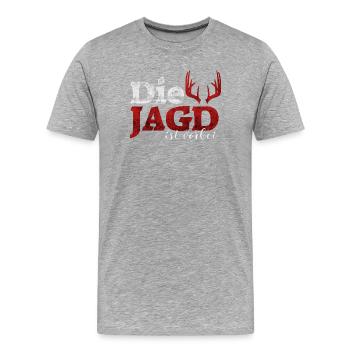 Die Jagd ist vorbei - Männer Premium Bio T-Shirt - Grau meliert - Vorne - Damien (186cm)