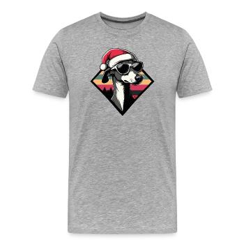 Chien avec chapeau de Noël - T-shirt bio Premium Homme - gris chiné - Devant - Damien (186cm)