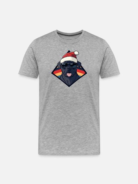 Dog with Santa hat and sunglasses - Men's Premium Organic T-Shirt - heather grey