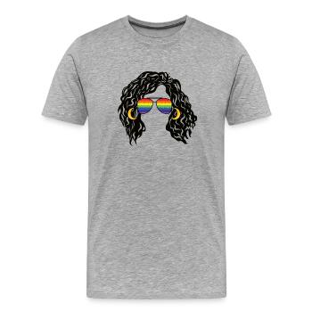 Regenbogenschattierungen Lockiges Afro-Mädchen-Haar Pride Retro - Männer Premium Bio T-Shirt - Grau meliert - Vorne - Damien (186cm)
