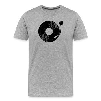 Plattenspieler-Vinyl-Musikplayer - Männer Premium Bio T-Shirt - Grau meliert - Vorne - Damien (186cm)