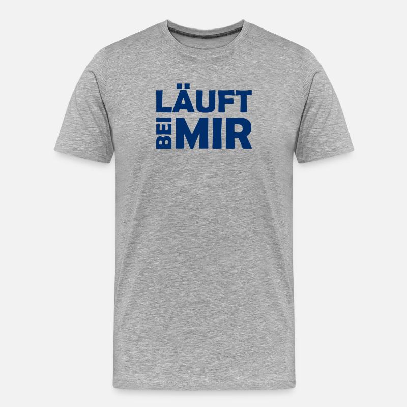 Läuft bei mir - Cooler Spruch - Laufen - Männer Premium Bio T-Shirt - Grau meliert
