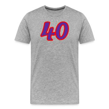 40. 40 ANS. 40e ANNIVERSAIRE. ANNIVERSAIRE 40 ANS. - T-shirt bio Premium Homme - gris chiné - Devant - Damien (186cm)