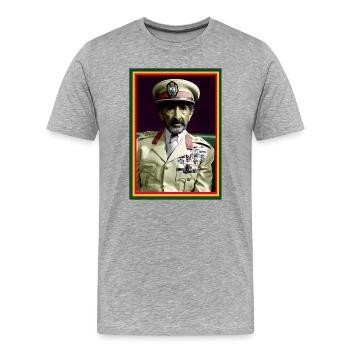 Haile Selassie I Jah Rastafari Rasta Reggae Roots - Männer Premium Bio T-Shirt - Grau meliert - Vorne - Damien (186cm)
