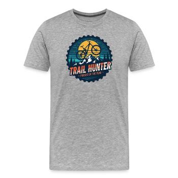 Trail Hunter Badge Pursuit of the Peak MTB Bike - Men's Premium Organic T-Shirt - heather grey - Front - Damien (186cm)