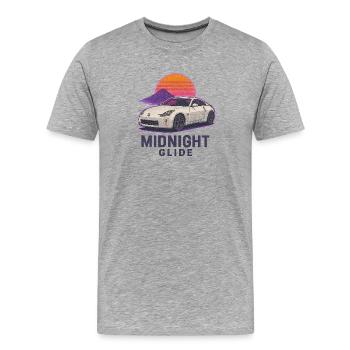 Midnight Glide Retro Sunset Auto - Männer Premium Bio T-Shirt - Grau meliert - Vorne - Damien (186cm)
