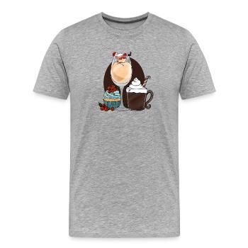 Festliche Dessertgetränke mit Weihnachtsmann - Männer Premium Bio T-Shirt - Grau meliert - Vorne - Damien (186cm)