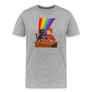 Franky & Meeko – Lesen - Männer Premium Bio T-Shirt - Grau meliert - Vorne - Damien (186cm)