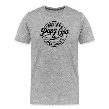 Papa & Opa Design – Geschenk von Kindern & Enkeln - Männer Premium Bio T-Shirt - Grau meliert - Vorne - Damien (186cm)