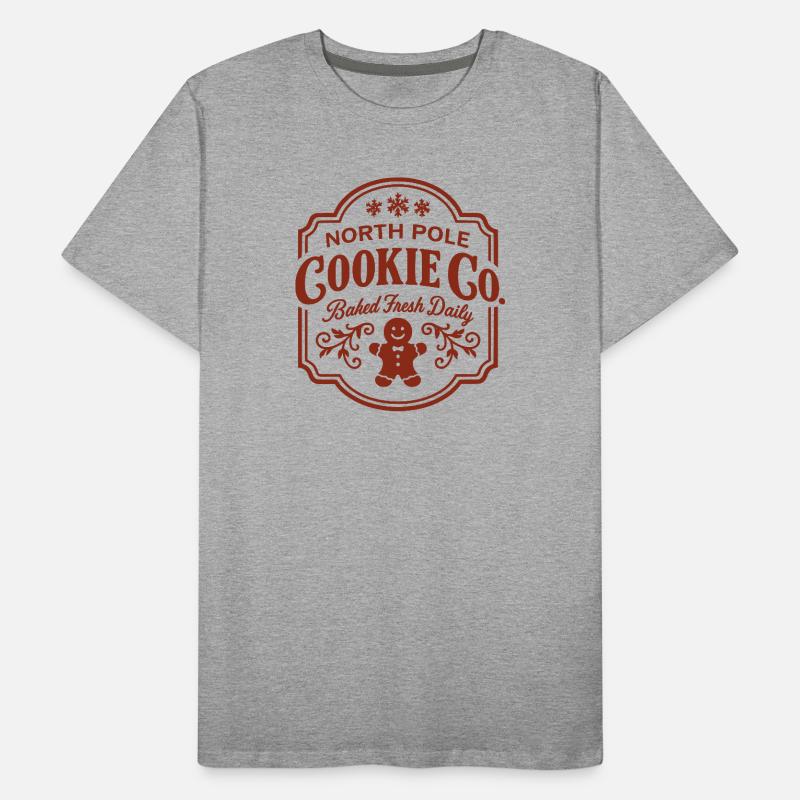 North Pole Cookie Co Logo with Gingerbread Men's Premium Organic T-Shirt