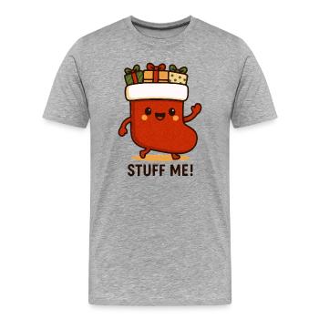 Estomac bien douillé avec des cadeaux - T-shirt bio Premium Homme - gris chiné - Devant - Damien (186cm)