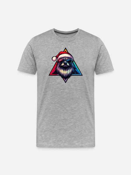 Neon Santa Dog with Sunglasses - Men's Premium Organic T-Shirt - heather grey