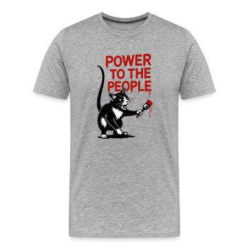 Power to the People Katze Malerei - Männer Premium Bio T-Shirt - Grau meliert - Vorne - Damien (186cm)