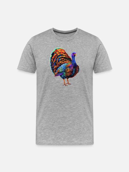 Dinde Poules Oiseaux Dinde - T-shirt bio Premium Homme - gris chiné