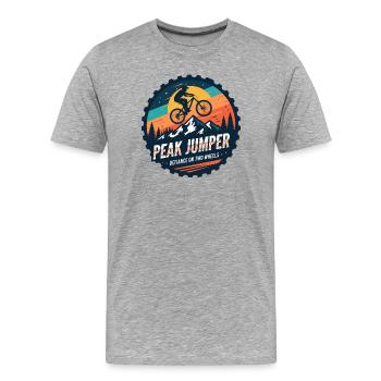 Peak Jumper Mountainbike-Abzeichen - Männer Premium Bio T-Shirt - Grau meliert - Vorne - Damien (186cm)