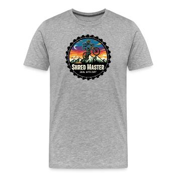 Shred Master Dirt MTB Sunset - Men's Premium Organic T-Shirt - heather grey - Front - Damien (186cm)