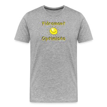Fièrement Optimiste - T-shirt bio Premium Homme - gris chiné - Devant - Damien (186cm)