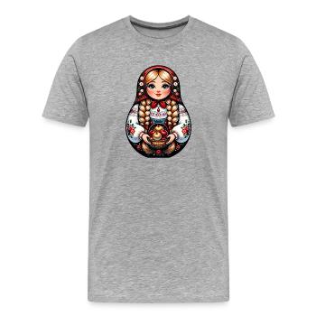  Matroschka auf russisch Matryoshka Doll Russian - Männer Premium Bio T-Shirt - Grau meliert - Vorne - Damien (186cm)