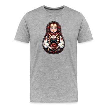  Matroschka auf russisch Matryoshka Doll Russian - Männer Premium Bio T-Shirt - Grau meliert - Vorne - Damien (186cm)